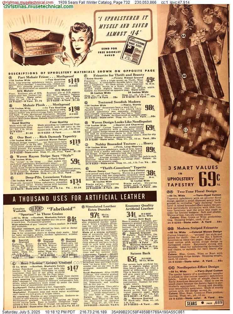 1939 Sears Fall Winter Catalog, Page 732