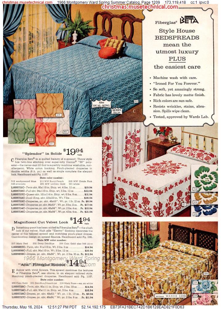 1966 Montgomery Ward Spring Summer Catalog, Page 1209