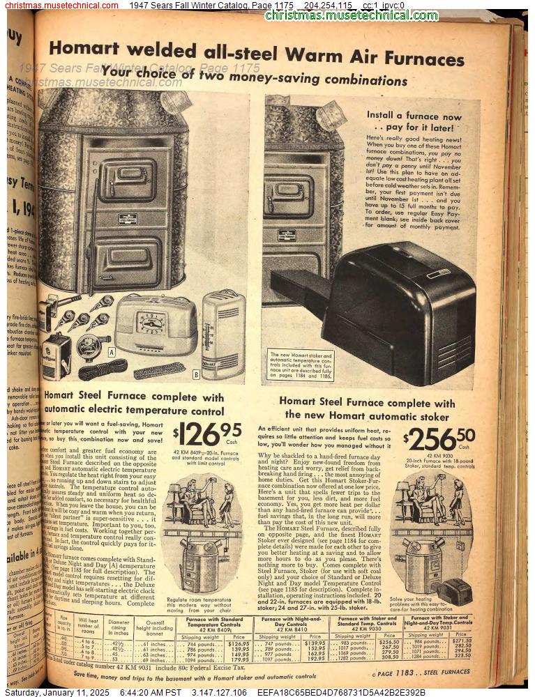 1947 Sears Fall Winter Catalog, Page 1175