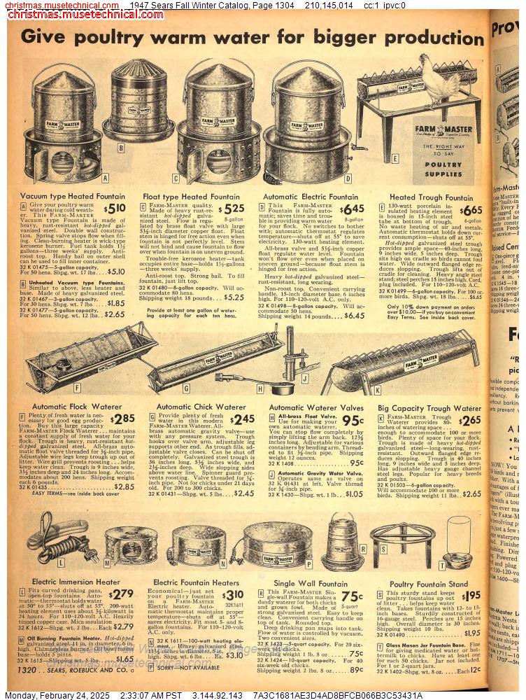 1947 Sears Fall Winter Catalog, Page 1304