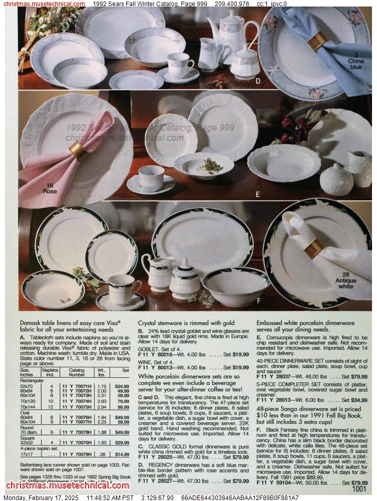 1992 Sears Fall Winter Catalog, Page 999