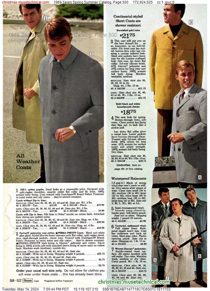 1969 Sears Spring Summer Catalog, Page 500