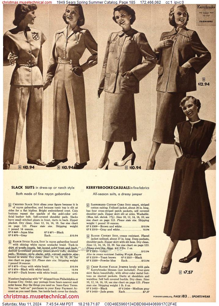 1949 Sears Spring Summer Catalog, Page 185