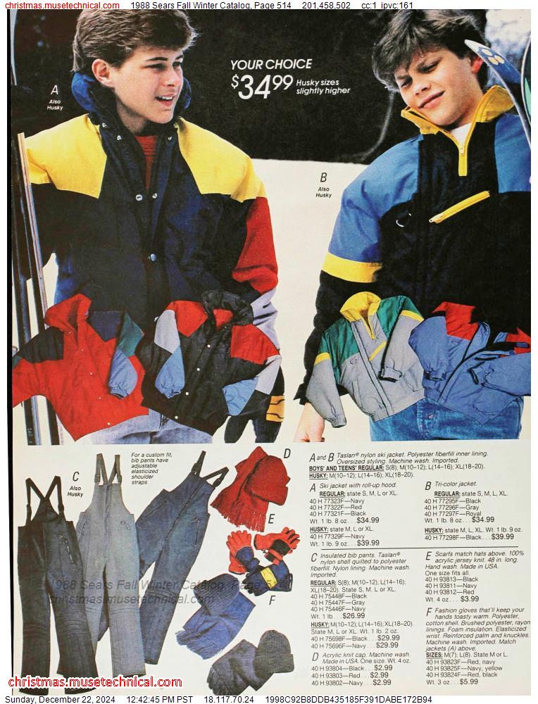 1988 Sears Fall Winter Catalog, Page 514