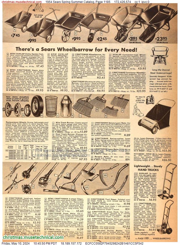 1954 Sears Spring Summer Catalog, Page 1185