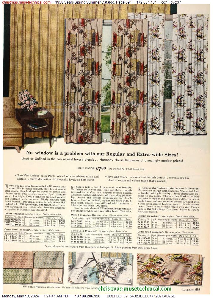 1958 Sears Spring Summer Catalog, Page 694