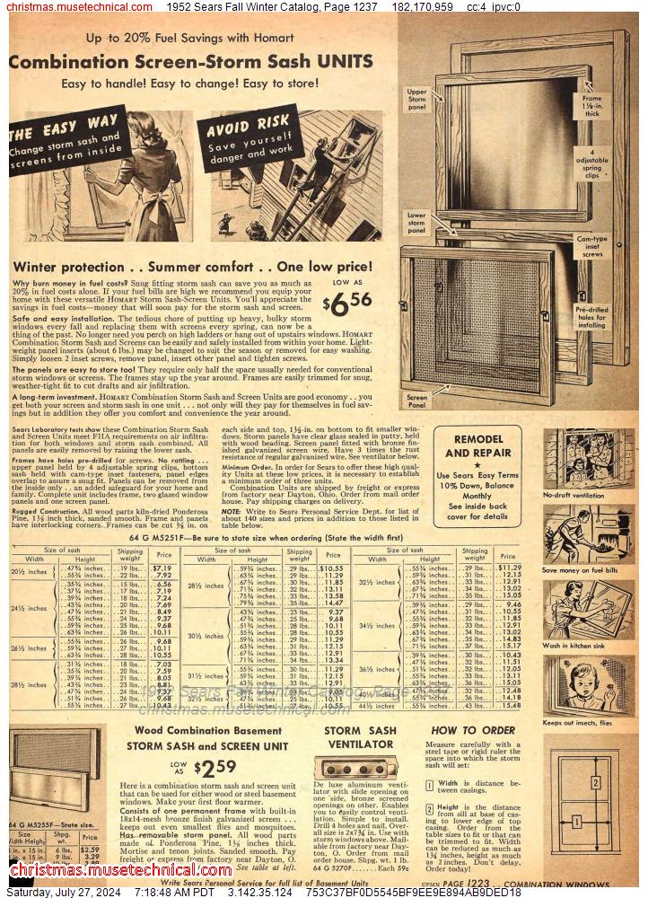 1952 Sears Fall Winter Catalog, Page 1237