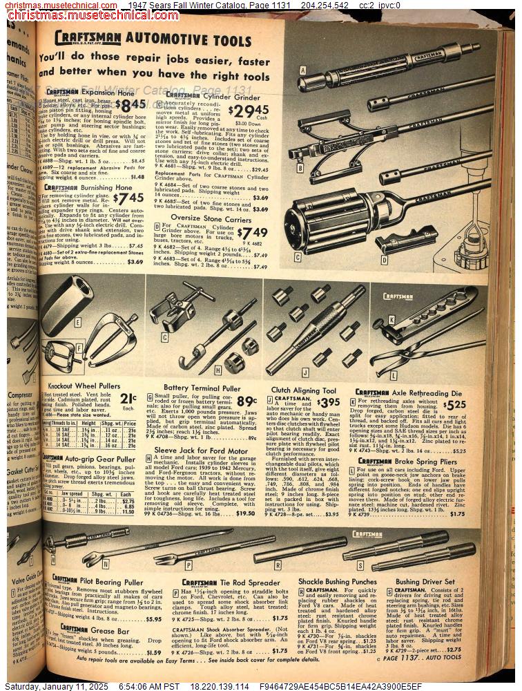 1947 Sears Fall Winter Catalog, Page 1131