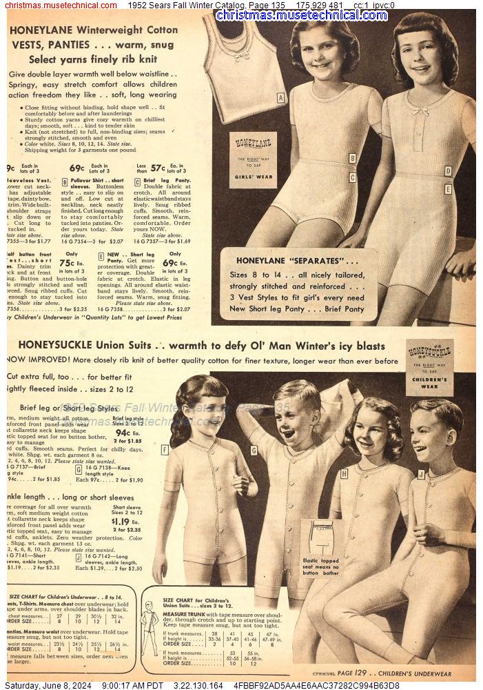 1952 Sears Fall Winter Catalog, Page 135