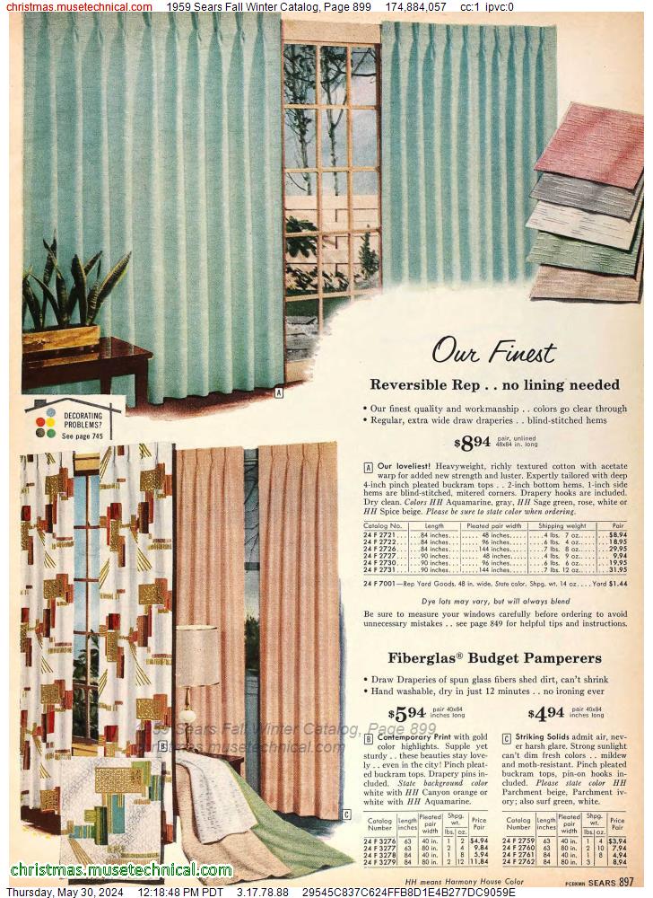 1959 Sears Fall Winter Catalog, Page 899