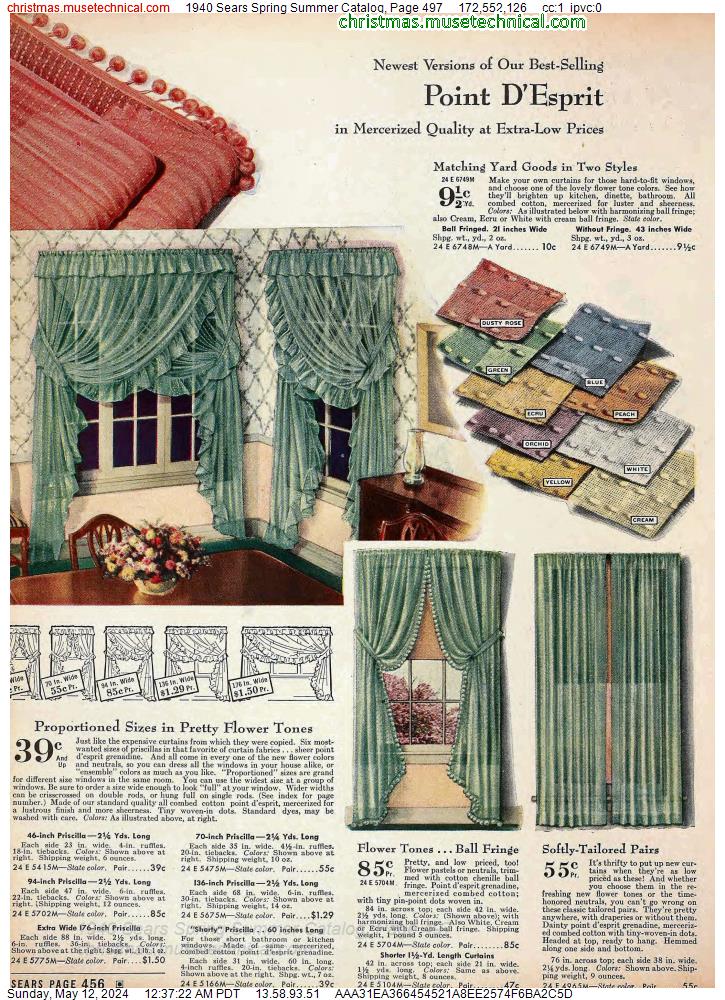 1940 Sears Spring Summer Catalog, Page 497