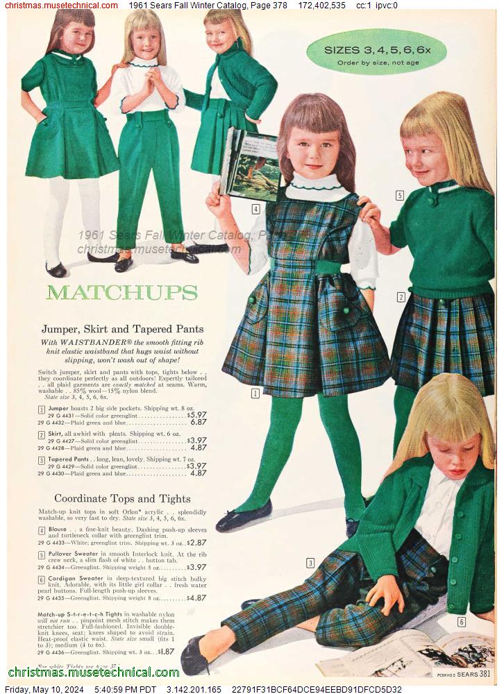 1961 Sears Fall Winter Catalog, Page 378