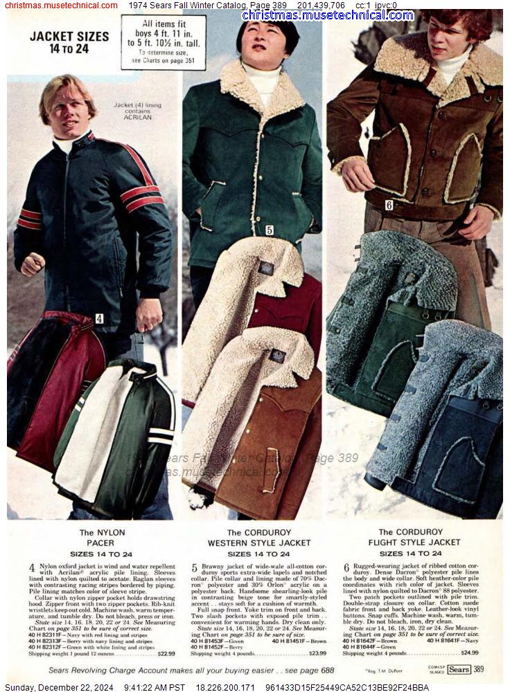 1974 Sears Fall Winter Catalog, Page 389