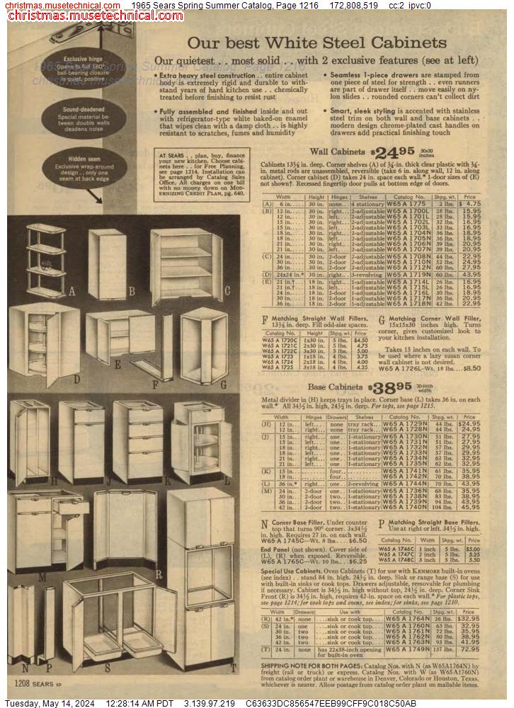 1965 Sears Spring Summer Catalog, Page 1216