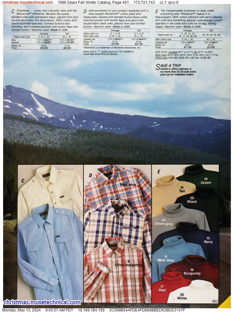 1986 Sears Fall Winter Catalog, Page 491