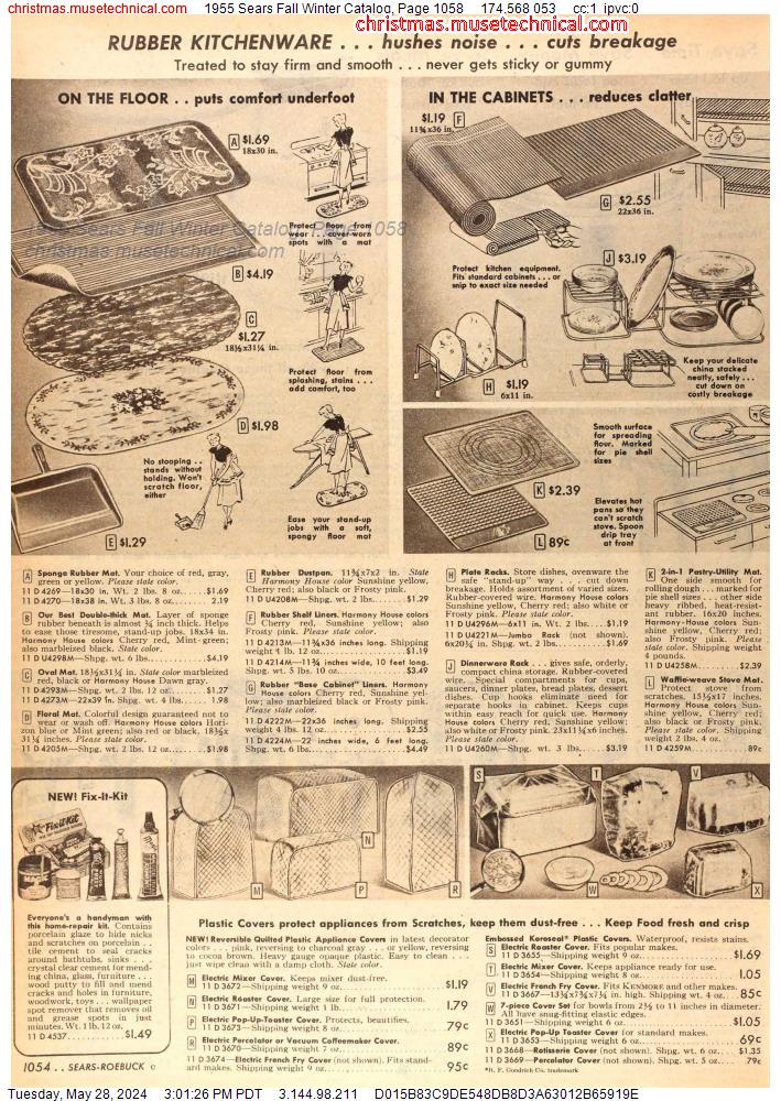 1955 Sears Fall Winter Catalog, Page 1058