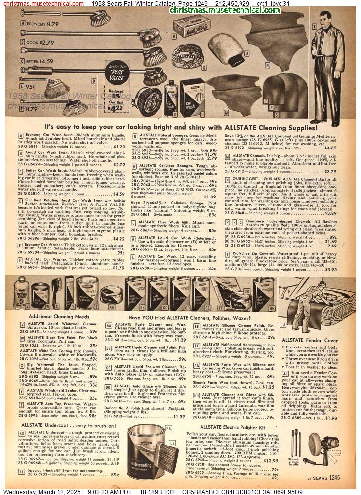 1958 Sears Fall Winter Catalog, Page 1249