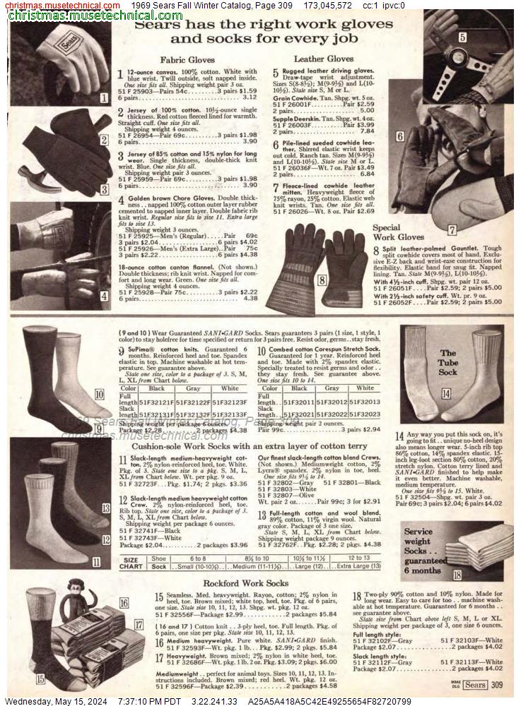1969 Sears Fall Winter Catalog, Page 309