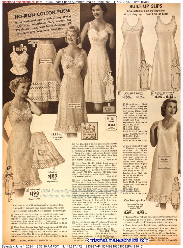 1954 Sears Spring Summer Catalog, Page 292