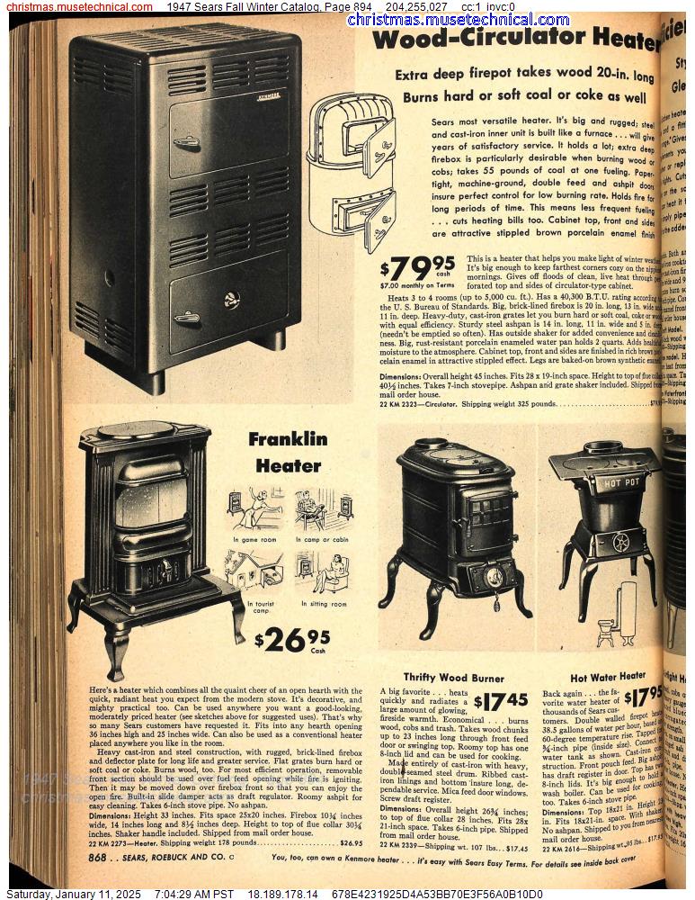 1947 Sears Fall Winter Catalog, Page 894