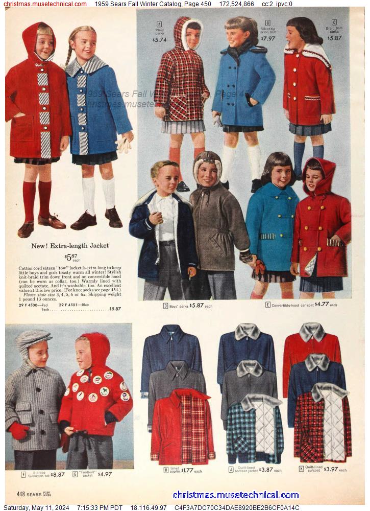 1959 Sears Fall Winter Catalog, Page 450
