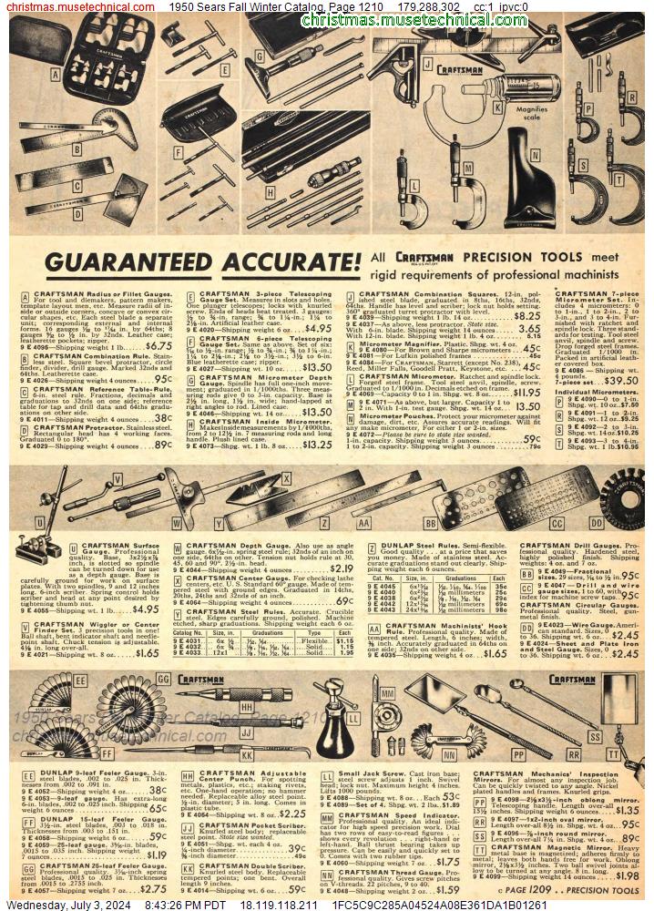 1950 Sears Fall Winter Catalog, Page 1210