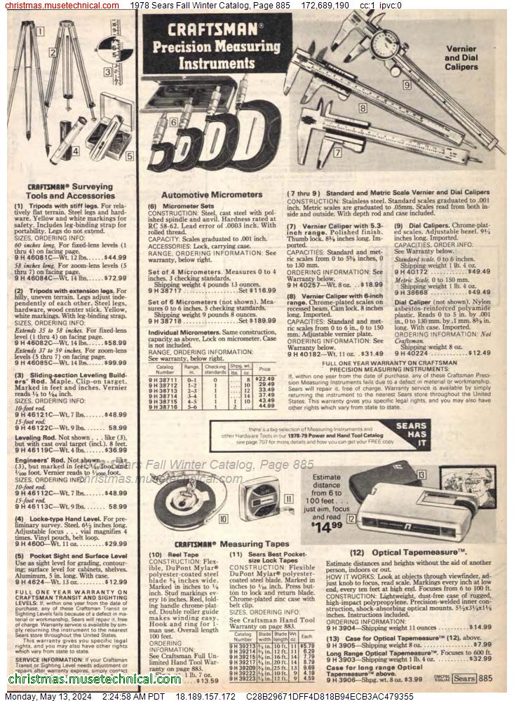 1978 Sears Fall Winter Catalog, Page 885