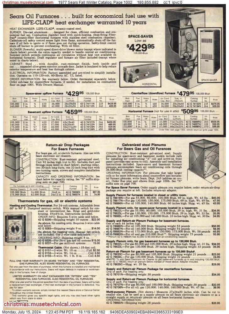 1977 Sears Fall Winter Catalog, Page 1002