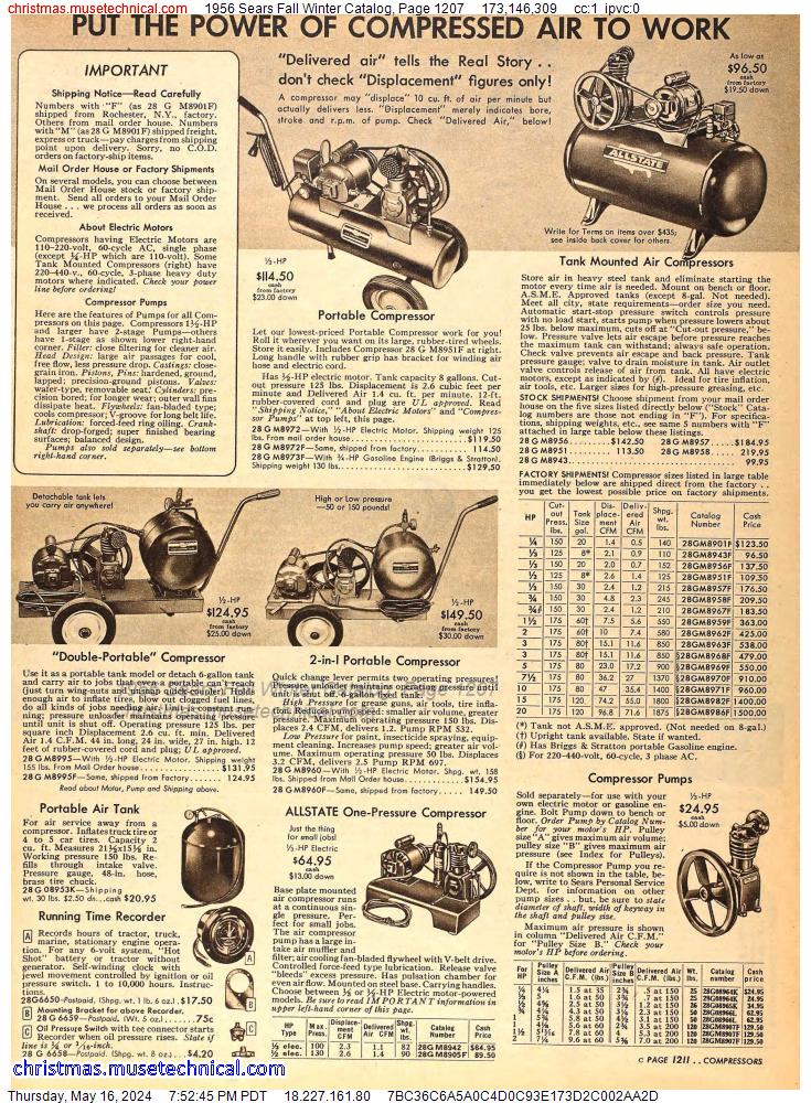 1956 Sears Fall Winter Catalog, Page 1207
