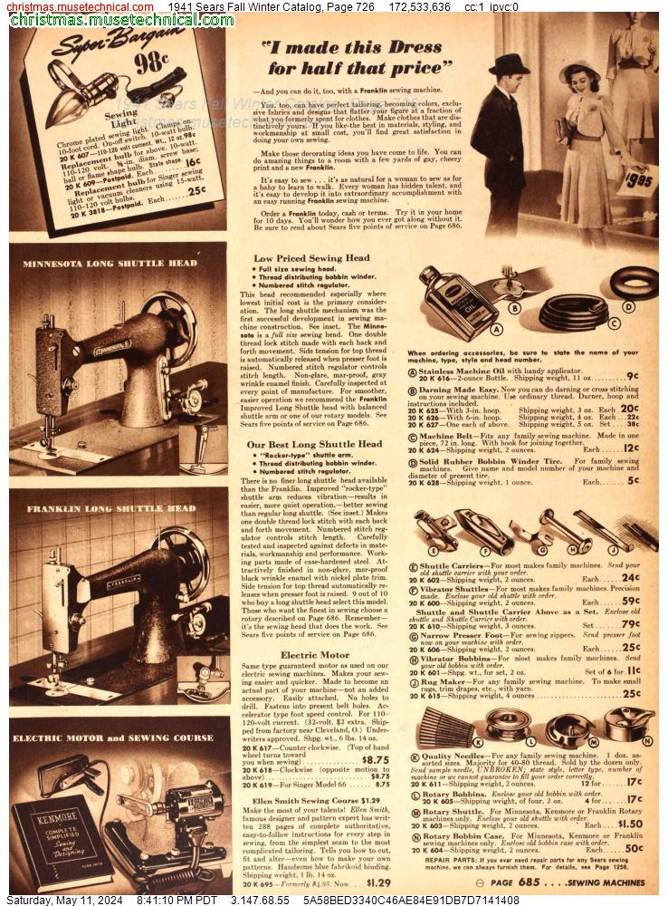 1941 Sears Fall Winter Catalog, Page 726