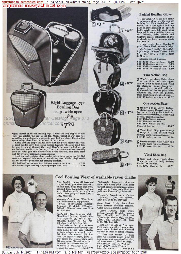 1964 Sears Fall Winter Catalog, Page 873