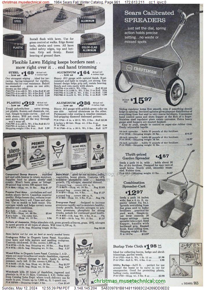 1964 Sears Fall Winter Catalog, Page 961