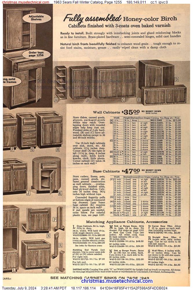 1963 Sears Fall Winter Catalog, Page 1255