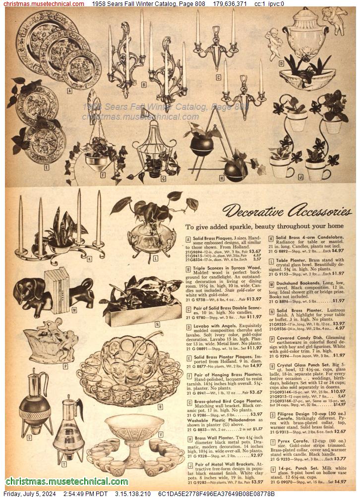 1958 Sears Fall Winter Catalog, Page 808