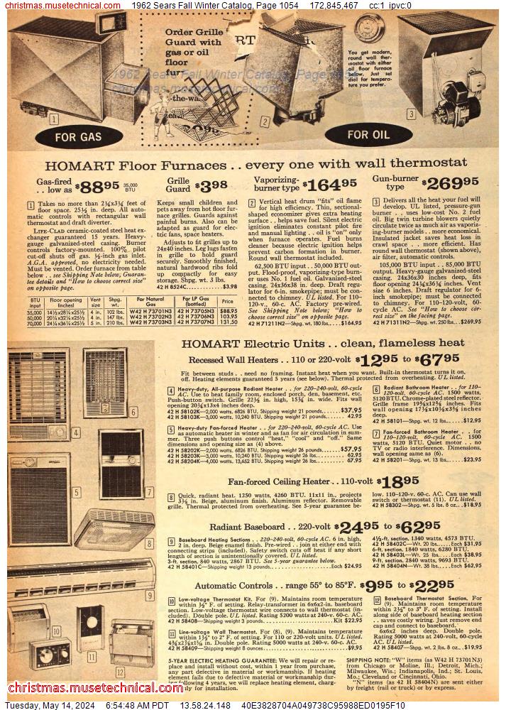 1962 Sears Fall Winter Catalog, Page 1054