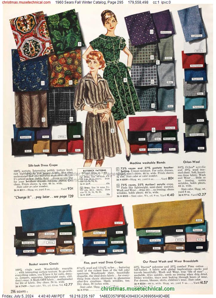 1960 Sears Fall Winter Catalog, Page 295