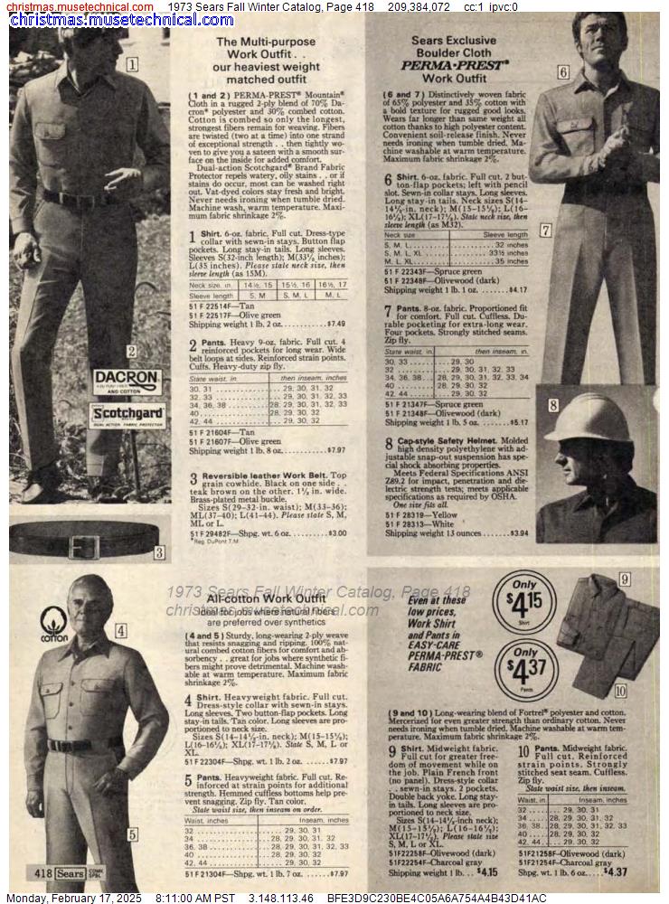 1973 Sears Fall Winter Catalog, Page 418