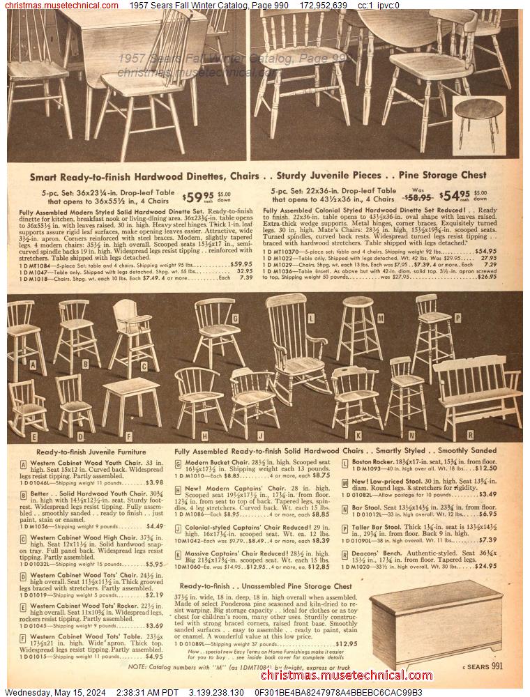 1957 Sears Fall Winter Catalog, Page 990