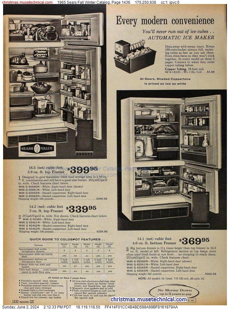 1965 Sears Fall Winter Catalog, Page 1436