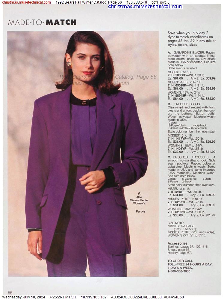 1992 Sears Fall Winter Catalog, Page 56