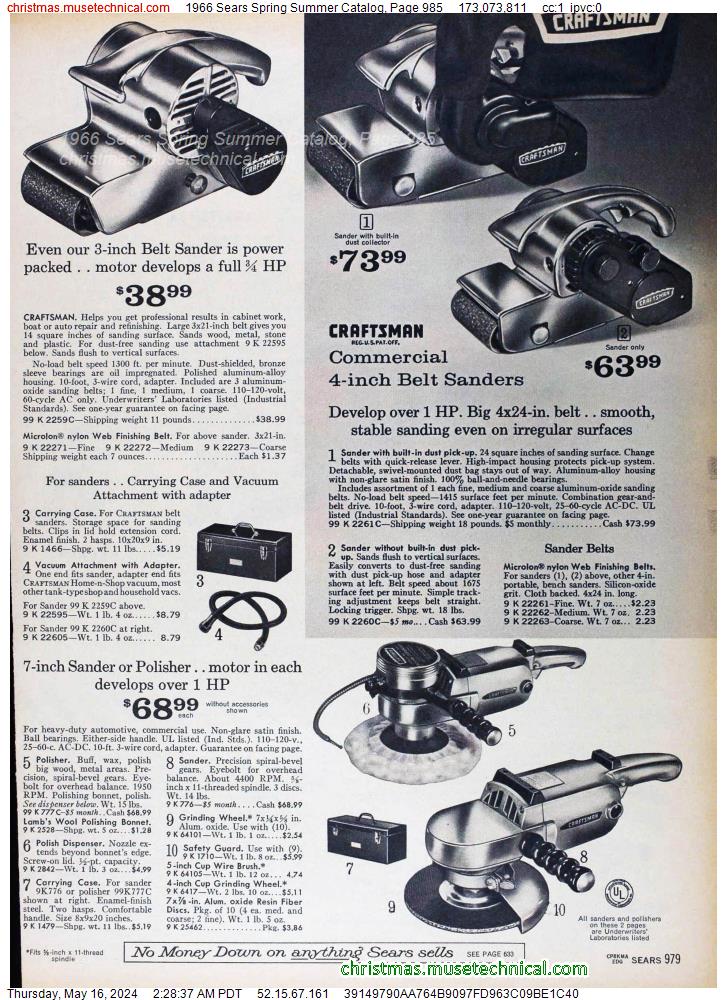 1966 Sears Spring Summer Catalog, Page 985