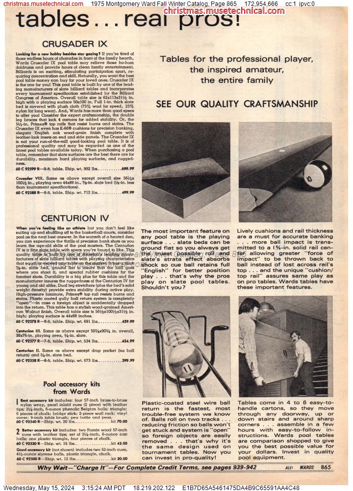 1975 Montgomery Ward Fall Winter Catalog, Page 865