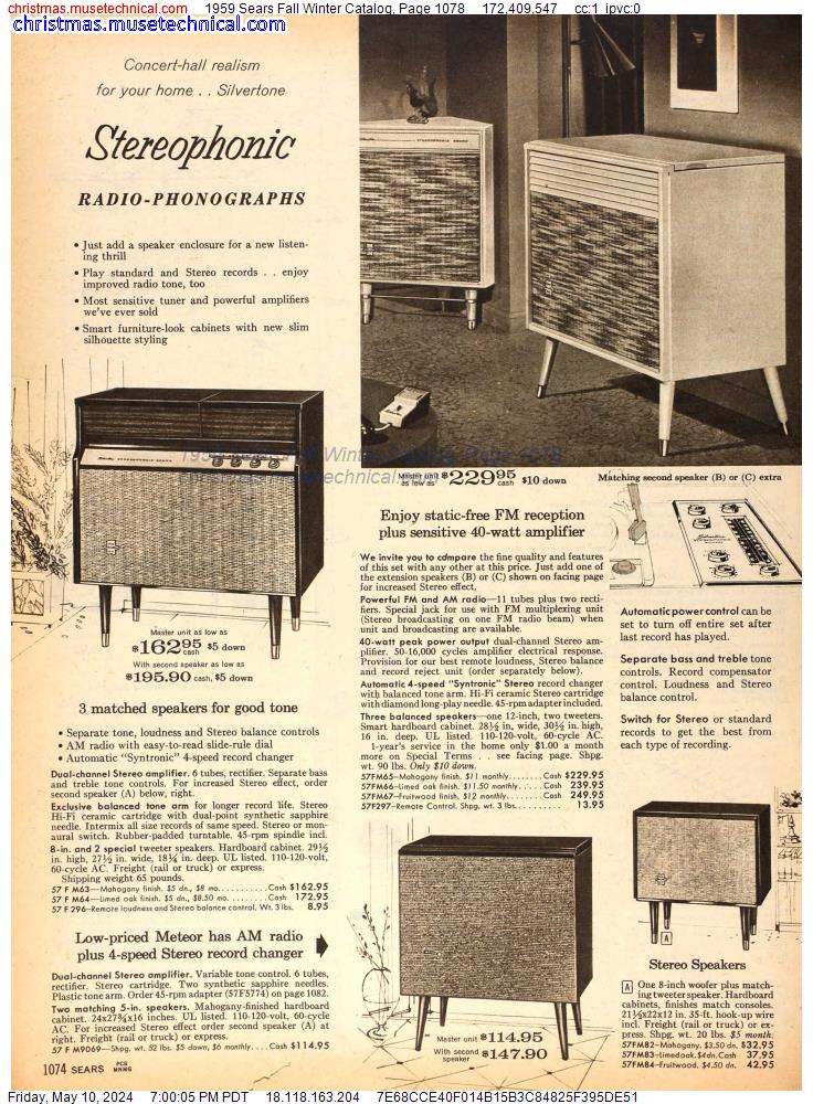 1959 Sears Fall Winter Catalog, Page 1078
