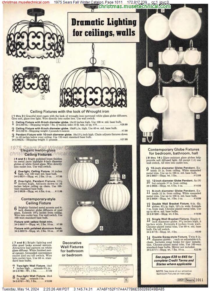 1975 Sears Fall Winter Catalog, Page 1011