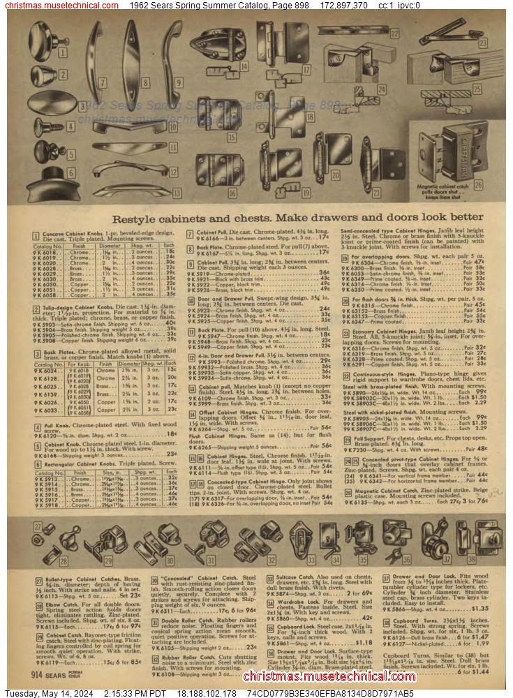 1962 Sears Spring Summer Catalog, Page 898