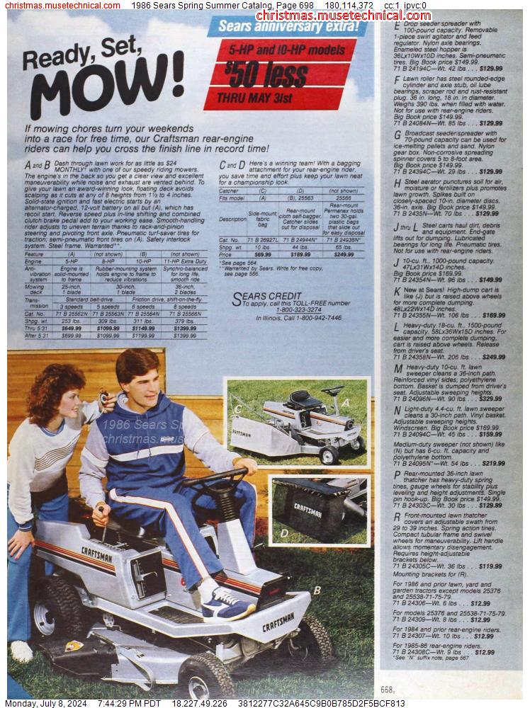 1986 Sears Spring Summer Catalog, Page 698