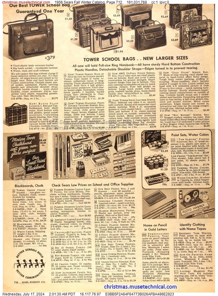 1956 Sears Fall Winter Catalog, Page 712
