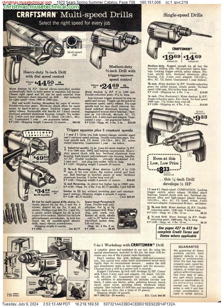 1970 Sears Spring Summer Catalog, Page 706