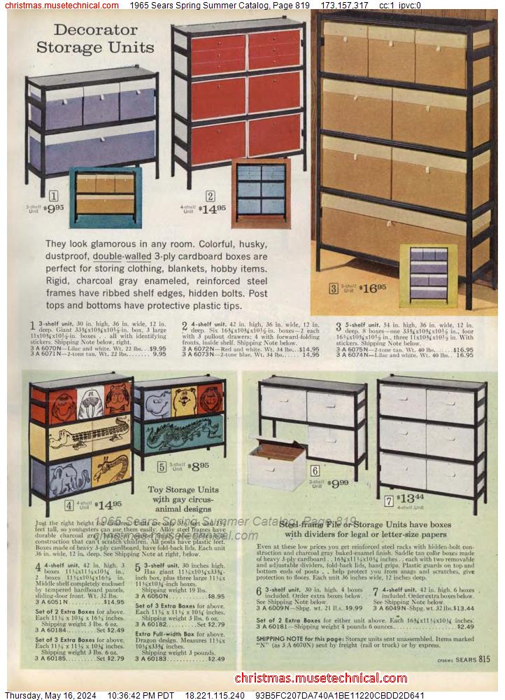 1965 Sears Spring Summer Catalog, Page 819