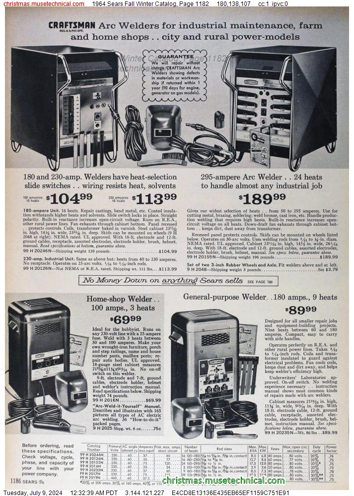 1964 Sears Fall Winter Catalog, Page 1182